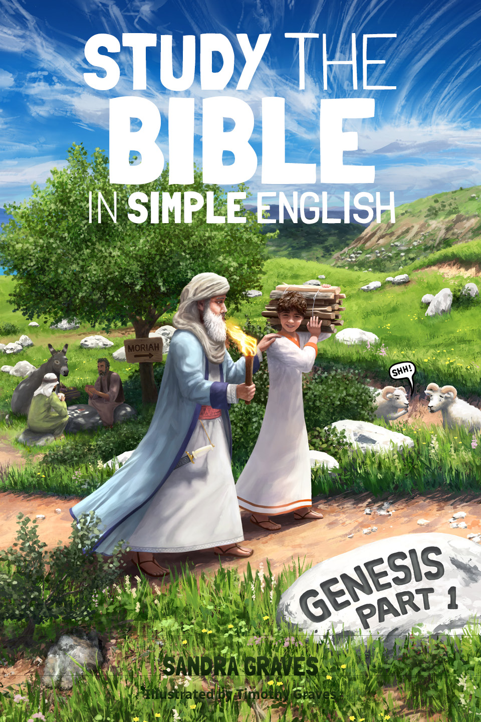 The front cover of Genesis, Part 1 of 2: Abraham and Isaac walking together to Moriah